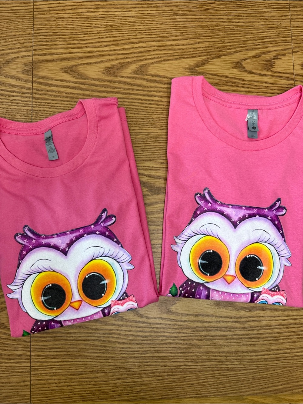 Funny Mama Owl & Baby Tees set of 2 Short Sleeve, Pink & Purple -wear w Leggings